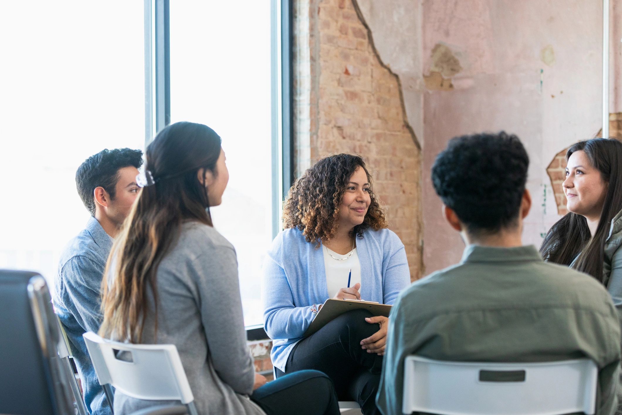 Group support meeting in a welcoming setting