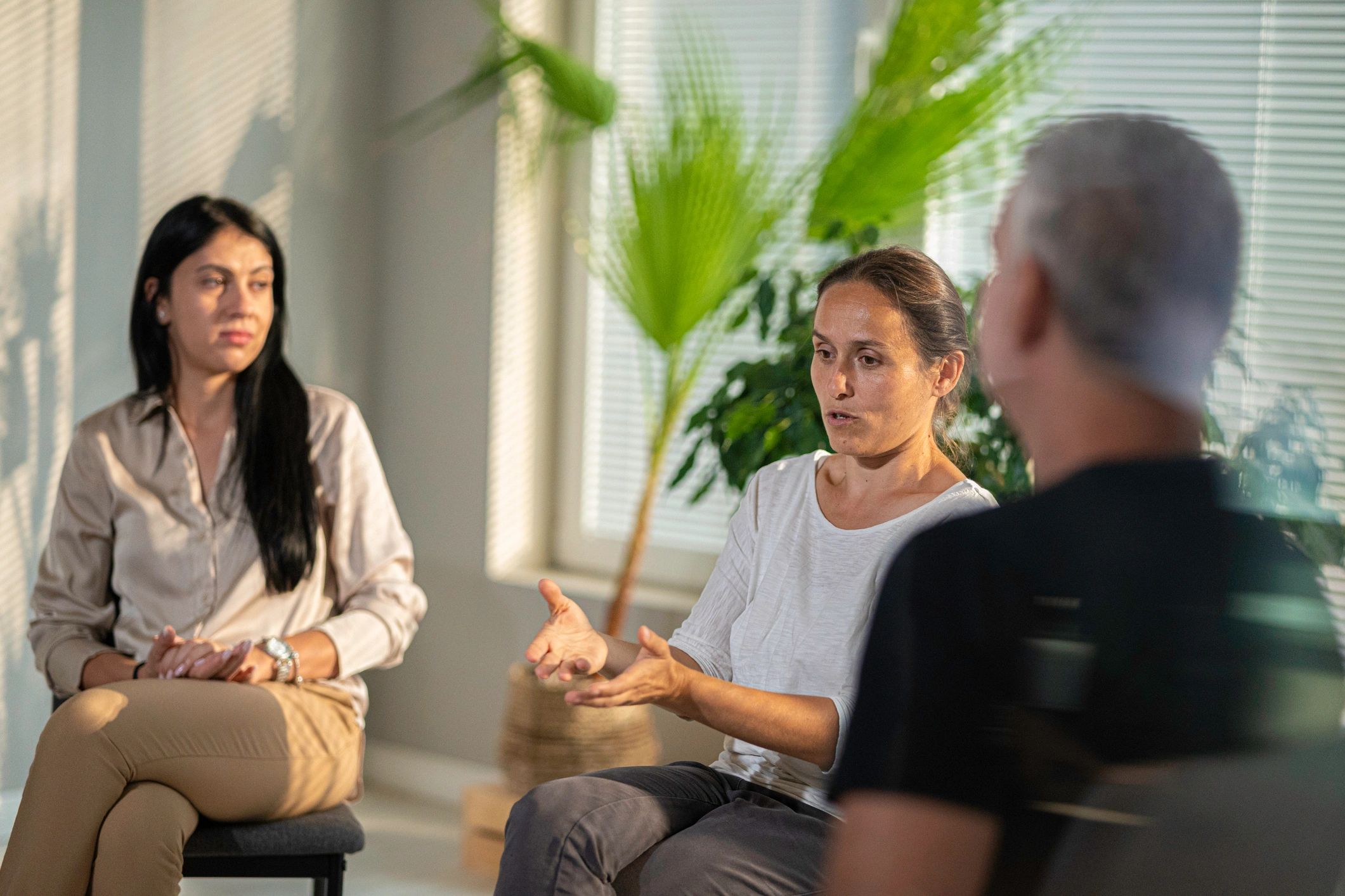 Support group meeting in a community setting